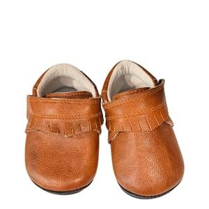 Jack and Lily My Mocs Baby Brown Leather Fringe Moccasins 6-12 Months